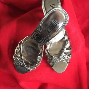 Tribeca Pewter Dressy Sandal Heels Size 7